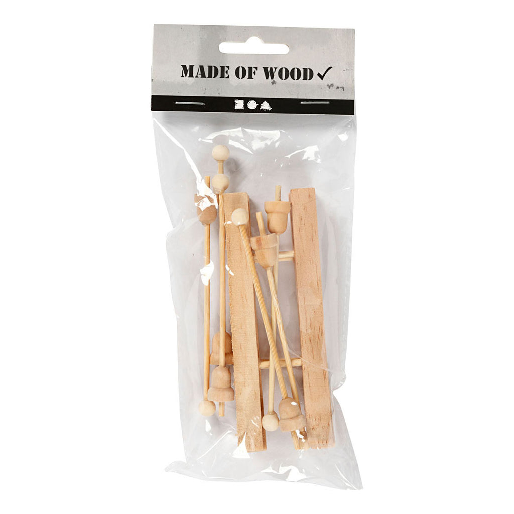 Creativ Company Holz -Mini-Ski mit Stöcken, 3 Paar