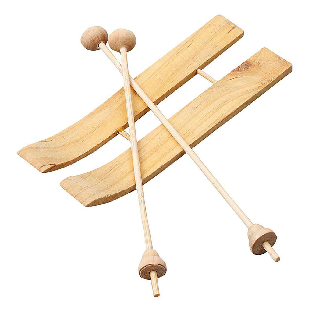 Creativ Company Holz -Mini-Ski mit Stöcken, 3 Paar