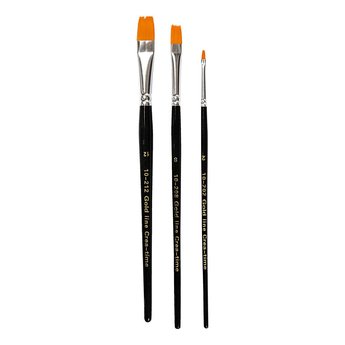 Creativ company gold line penselen, afm 1+4+8+12+18, l: 17-19 cm, b: 1-7 mm, rond, 5 stuk 1 doos