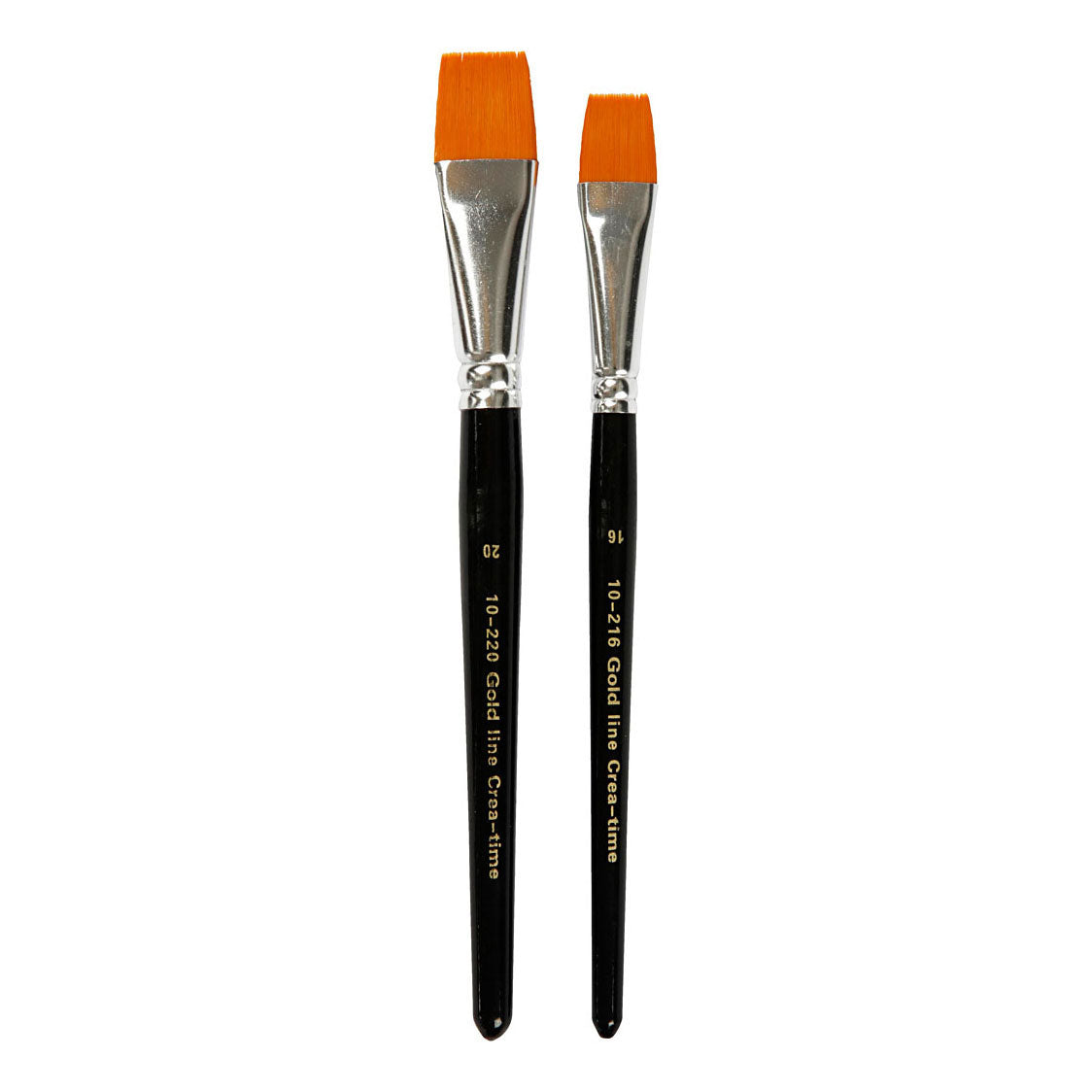 Creativ Company Gold Line Pinsel, Größe 16+20, Länge: 19–20 cm, Breite: 17–24 mm, flach, 2 Stück pro Packung
