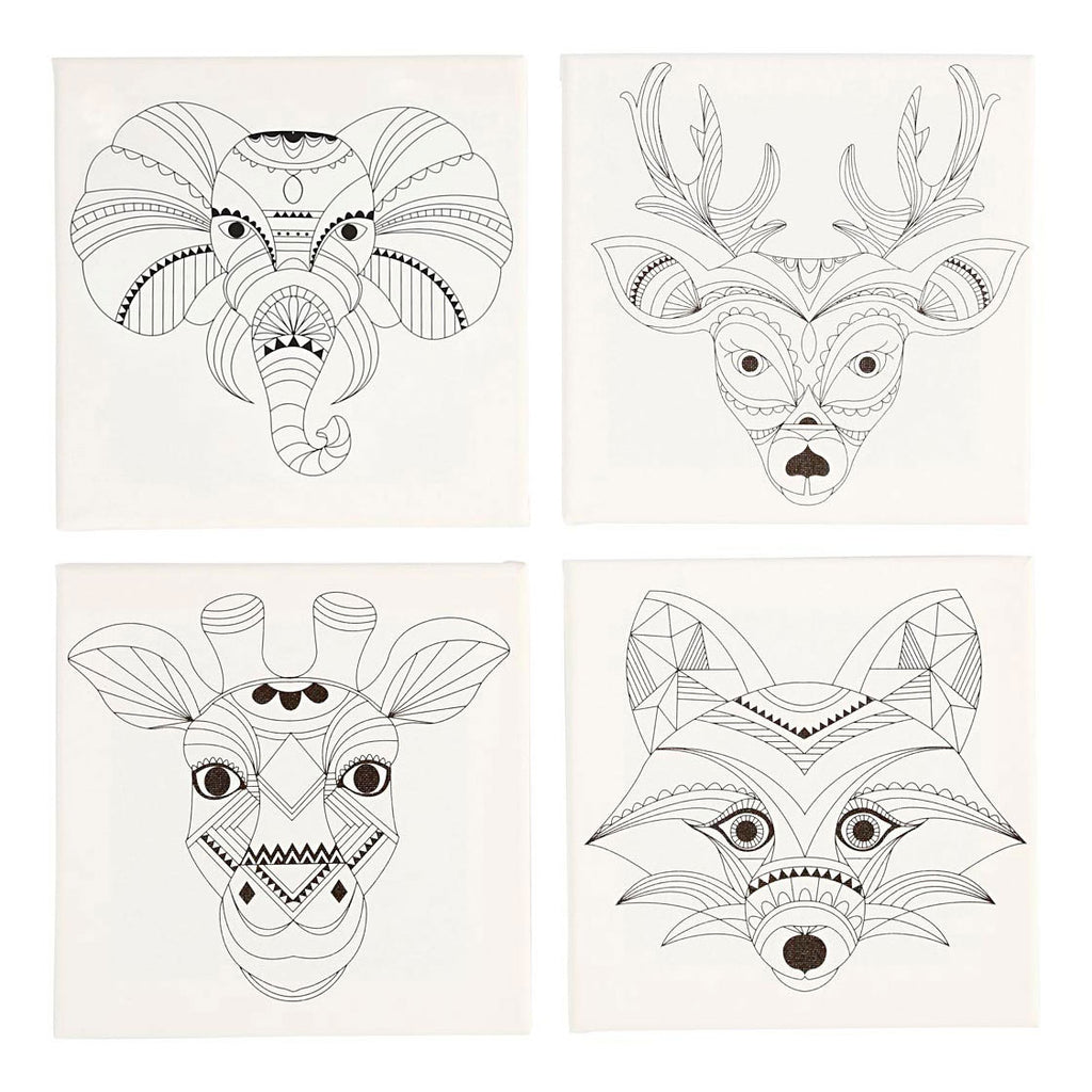 Creativ company canvas met dierenprint, 4st.