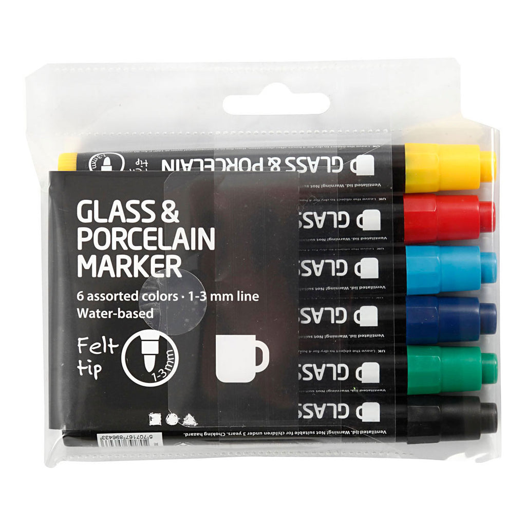 Creativ Company Glas- und Porzellanmarker, 6 Stück.