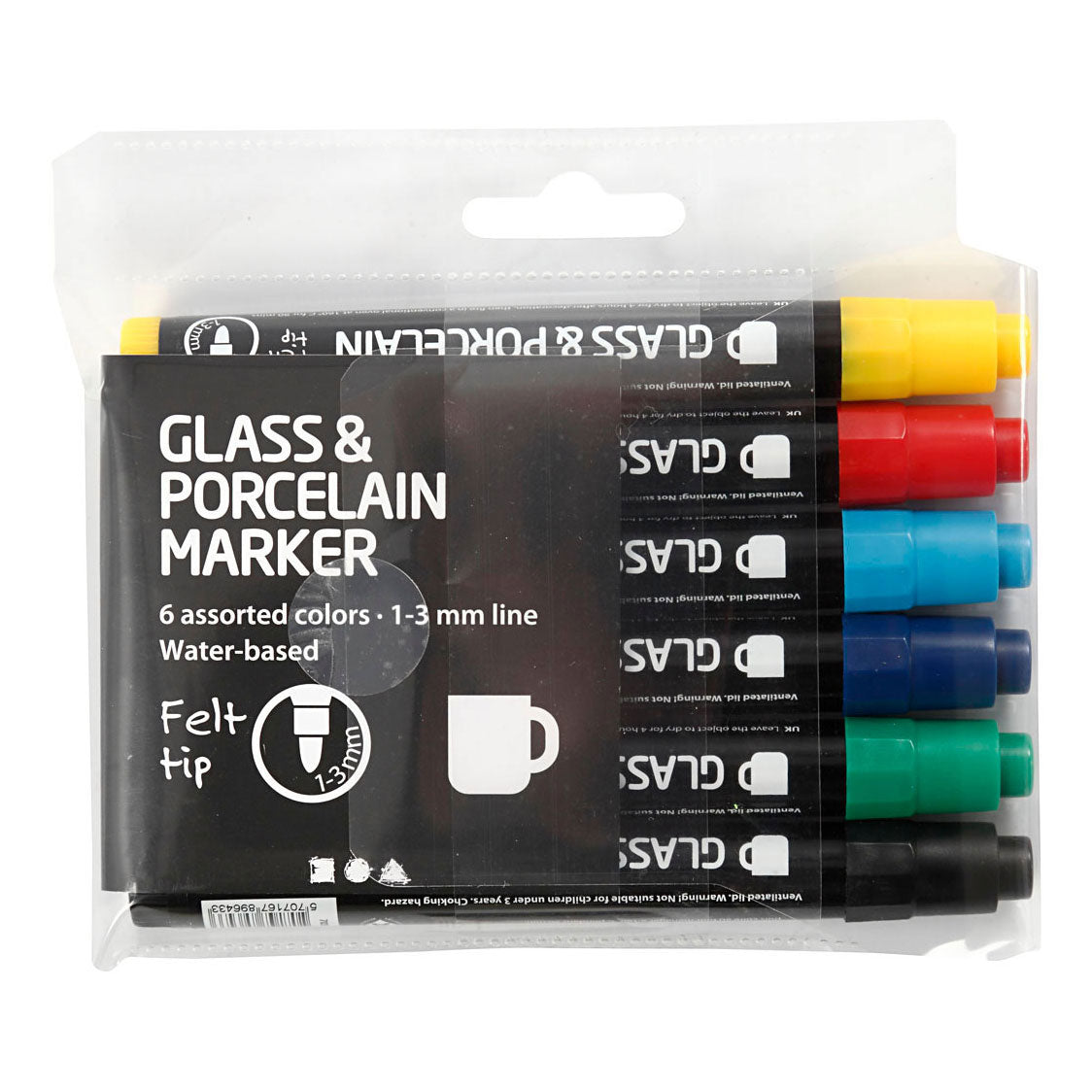 Creativ Company Glas- und Porzellanmarker, 6 Stück.