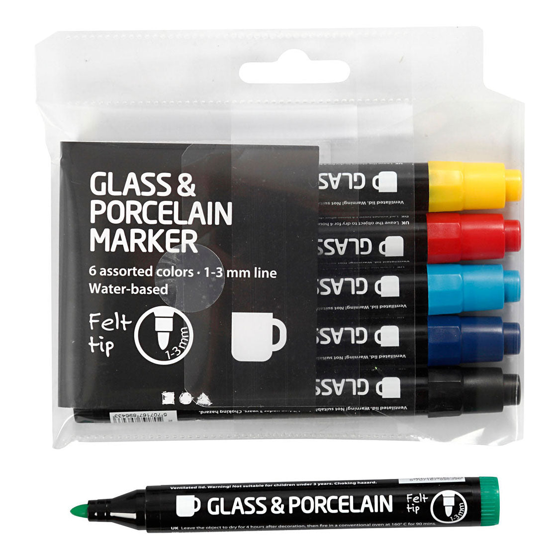 Creativ Company Glas- und Porzellanmarker, 6 Stück.