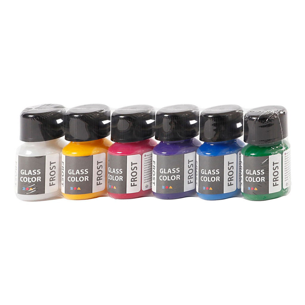 Creativ Company Glasfarbe, Frostglasfarbe, 6 x 30 ml