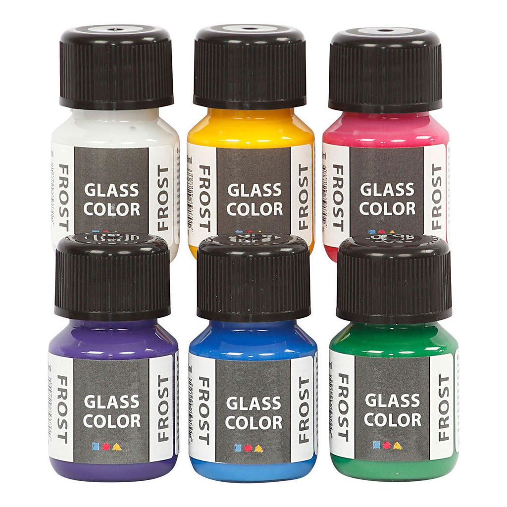 Creativ Company Glasfarbe, Frostglasfarbe, 6 x 30 ml
