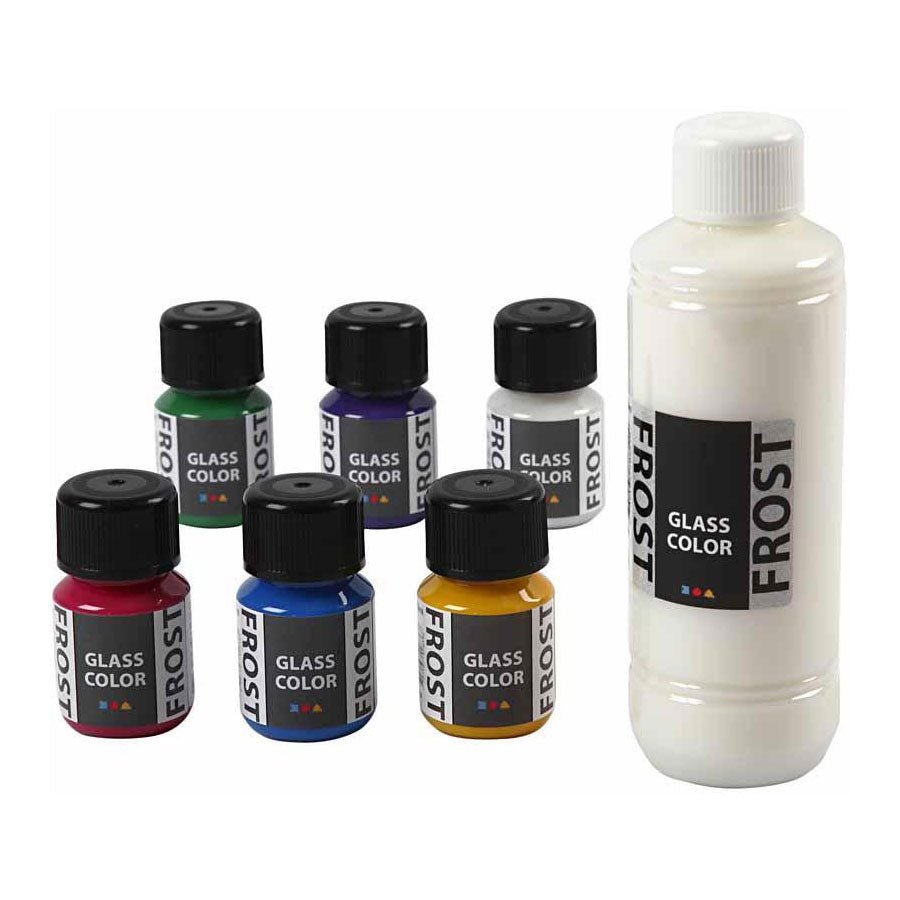 Creativ Company Glasfarbe, Frostglasfarbe, 6 x 30 ml
