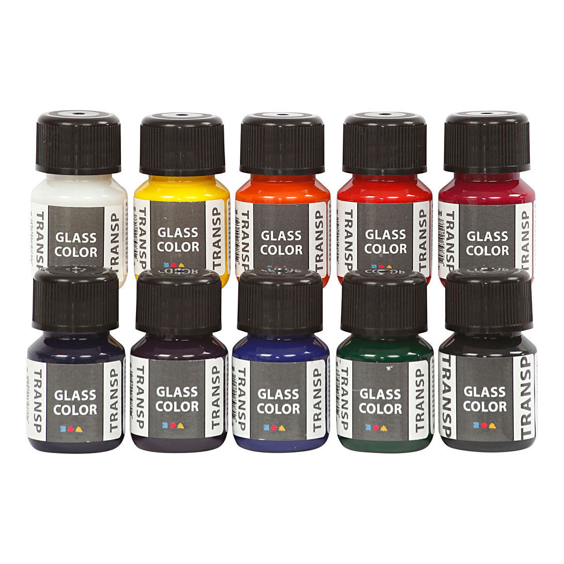 Creativ Company Glasfarbe, transparente Glasfarbe, 10 x 30 ml
