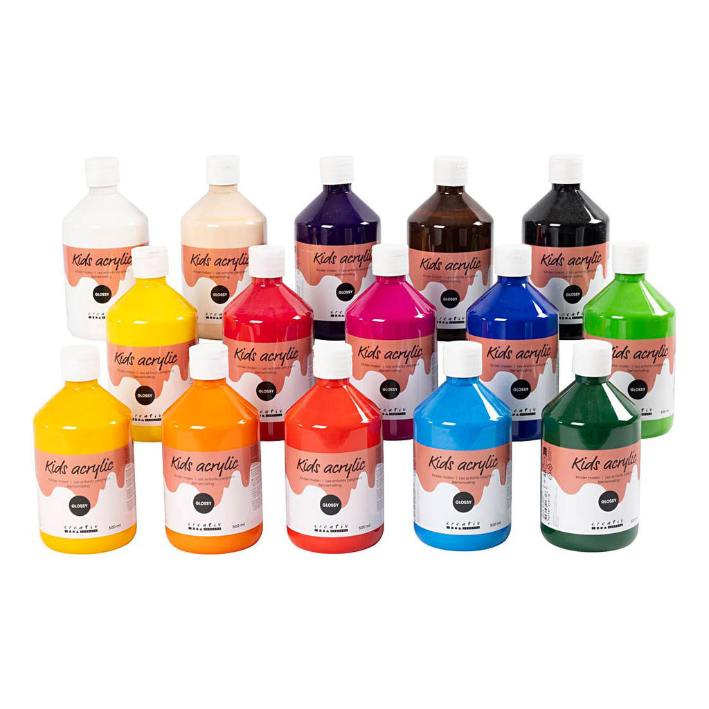Creativ Company Acyrl Farbe, glänzend, halbtransparent, 15 x 500 ml