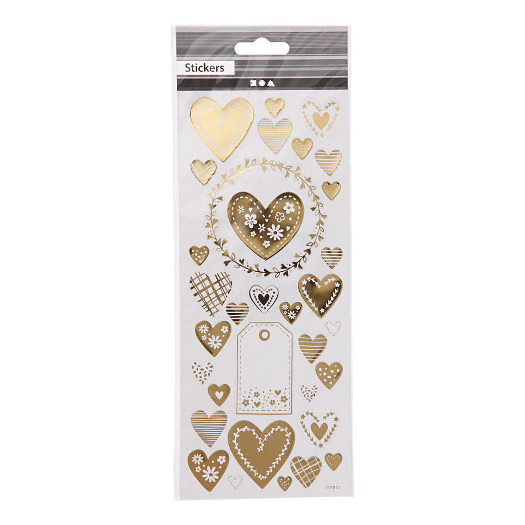 Creativ Company Aufkleber Goldene Herzen, 1 Bogen