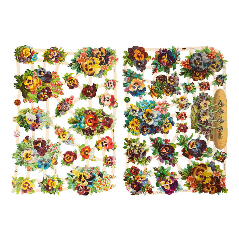 Vintage plaatjes, viooltje, vel 16,5x23,5 cm, 2 vel 1 doos