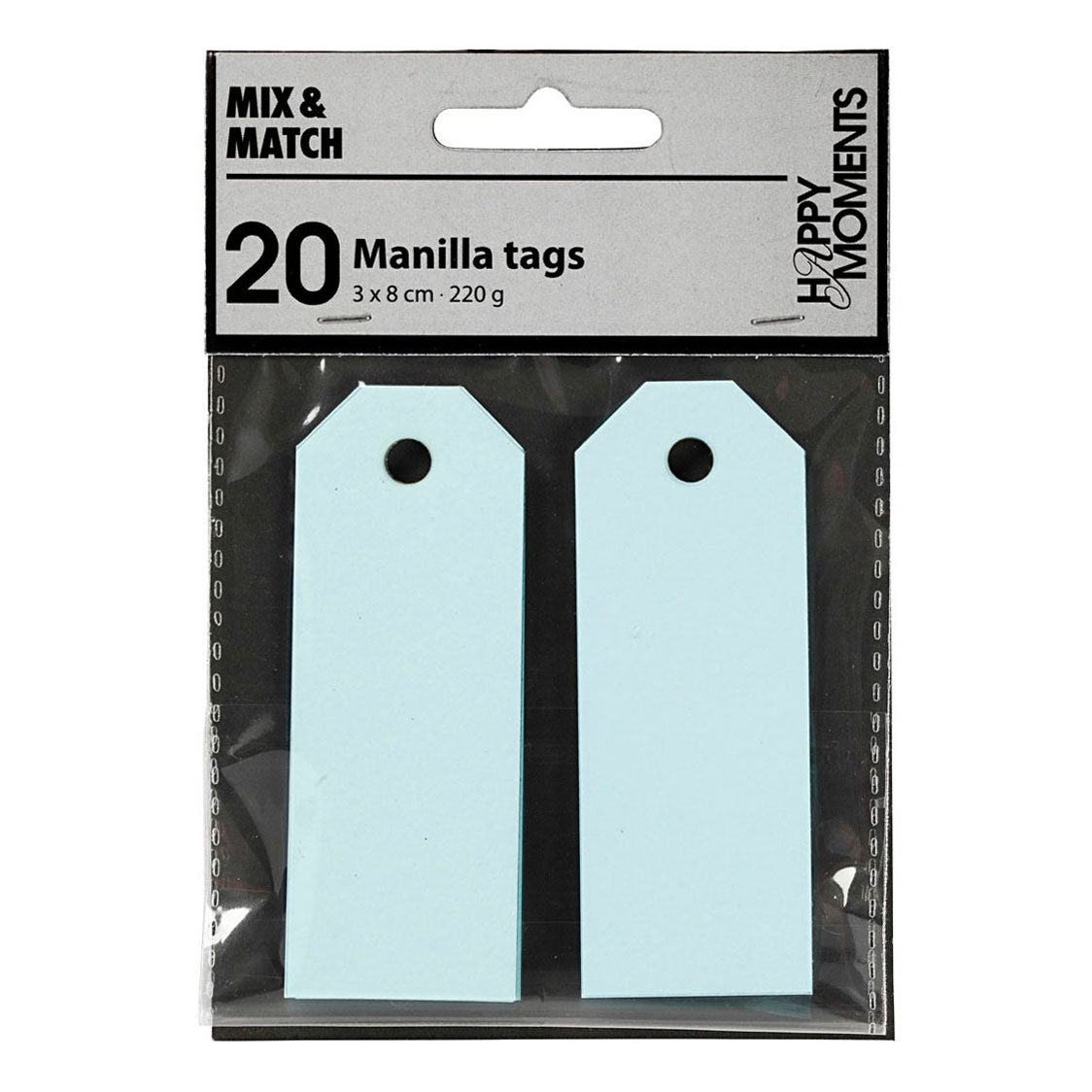 Creativ Company Manila-Etiketten, Größe 3 x 8 cm, 220 g, hellblau, 20 Stück pro Schachtel