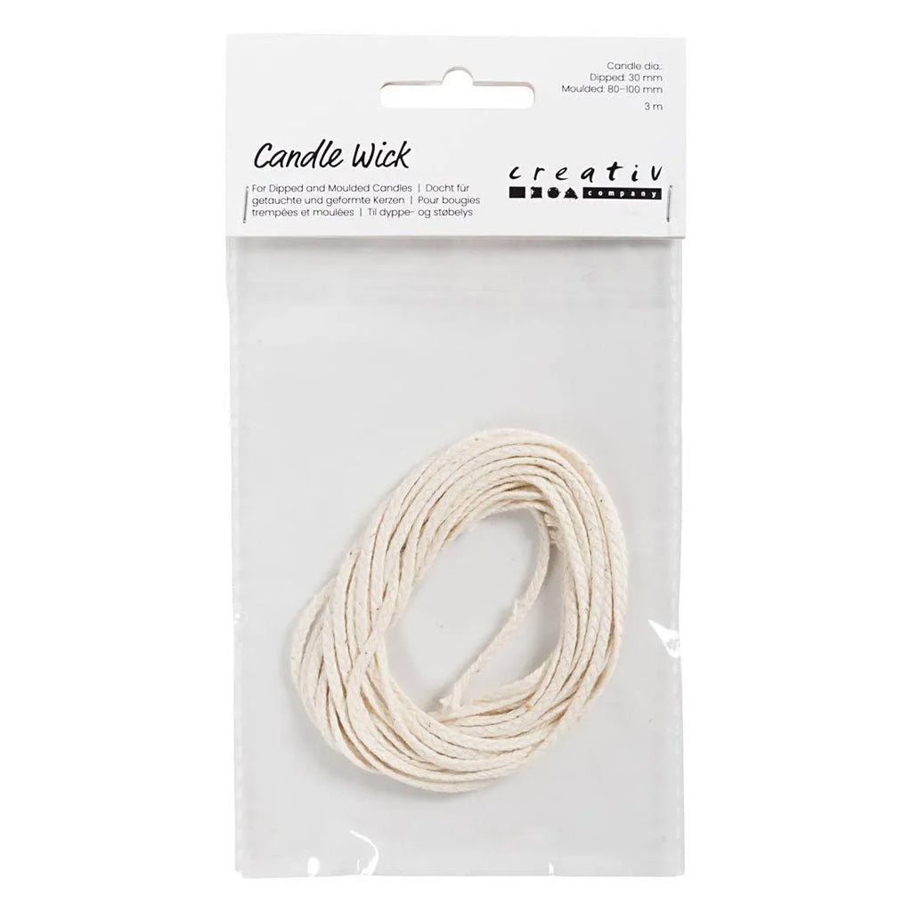 Docht der Firma Creativ für getauchte (Durchmesser 22–30 mm) und gegossene Kerzen (Durchmesser 60–80 mm), 3 m