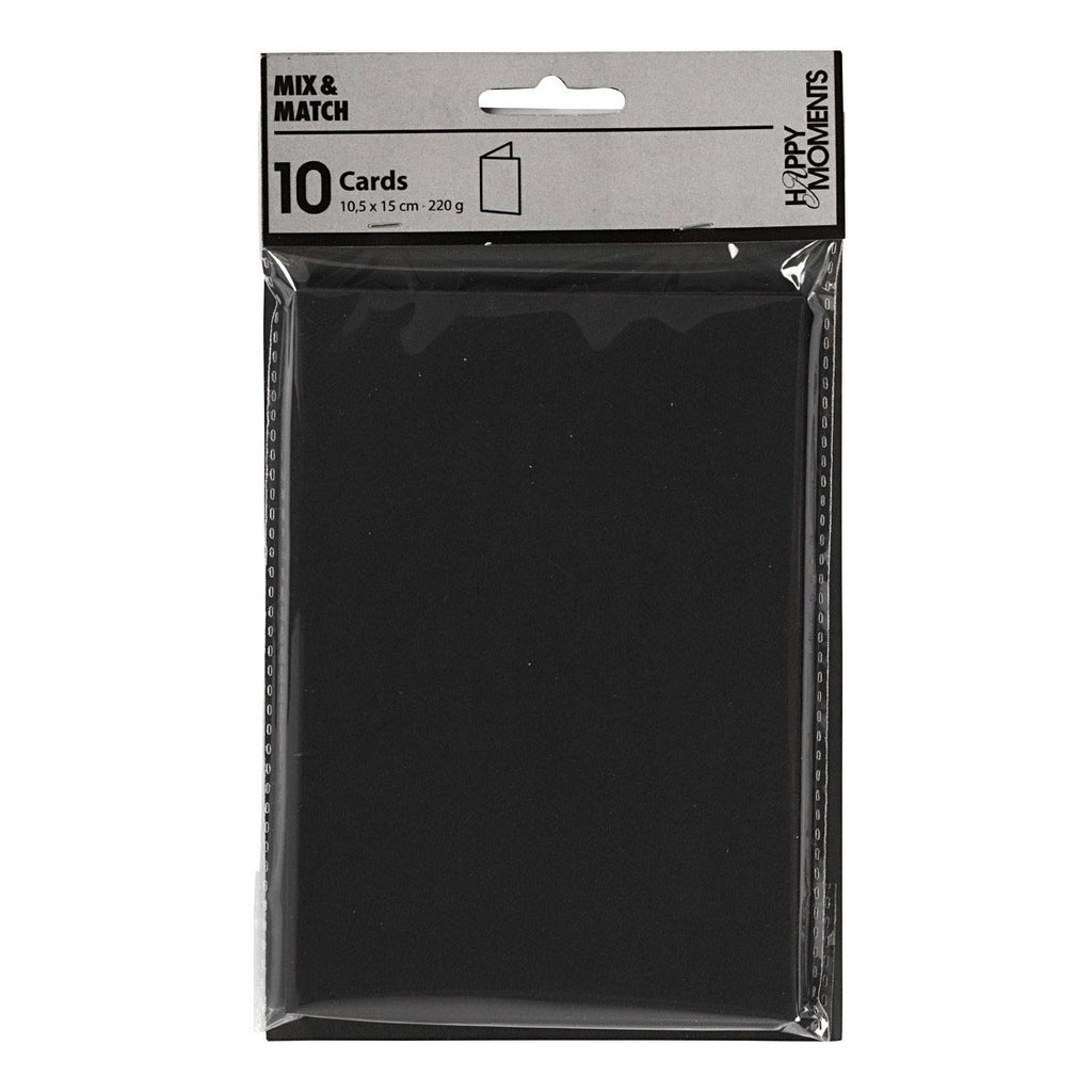 Grußkarten von Creativ Company, Kartengröße 10,5 x 15 cm, 220 g, schwarz, 10 Stück pro Schachtel