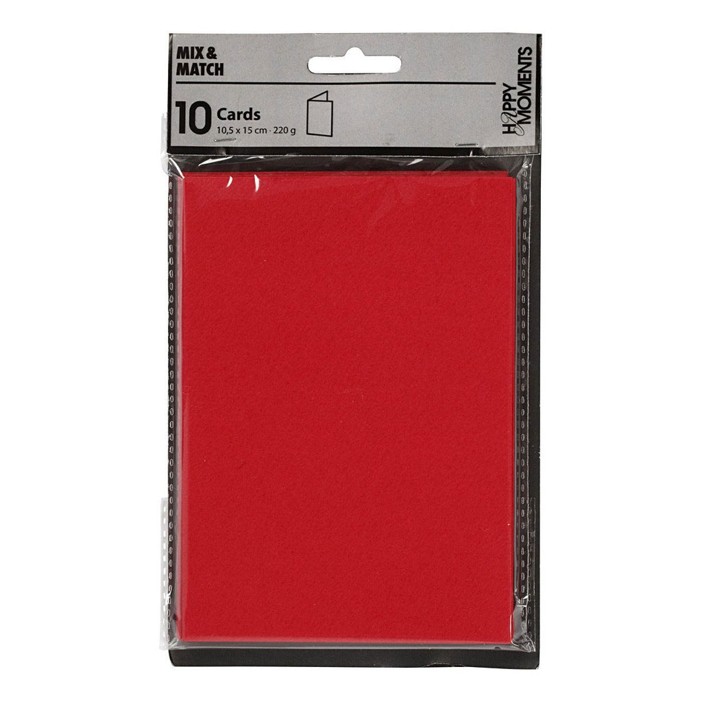 Kaarten, afmeting kaart 10,5x15 cm, 220 gr, rood, 10 stuk 1 doos