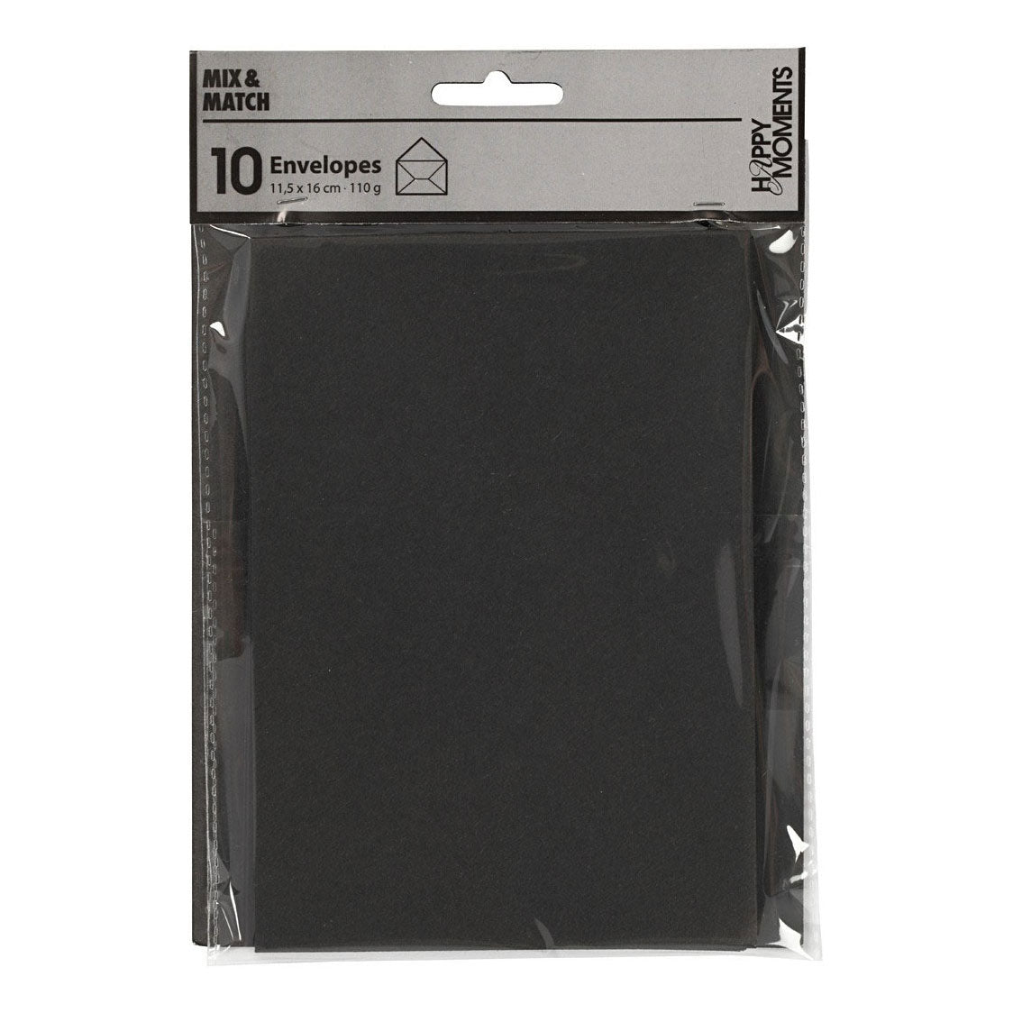 Creativ company enveloppen, afmeting envelop 11,5x16 cm, 110 gr, zwart, 10 stuk 1 doos