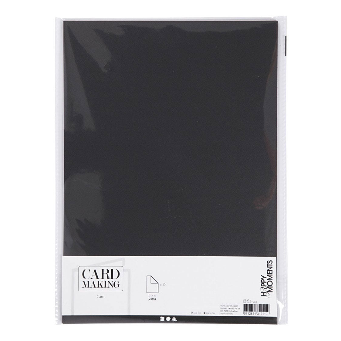 Creativ company karton, a4, vel 210x297 mm, 220 gr, zwart, 10 stuk 1 doos