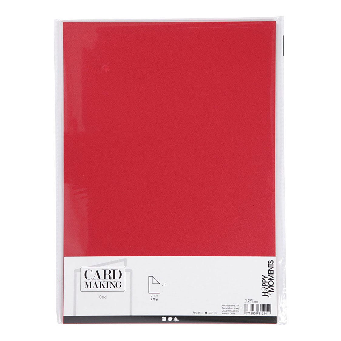 Creativ Company Karton, A4, Blatt 210 x 297 mm, 220 g, rot, 10 Stück, 1 Karton