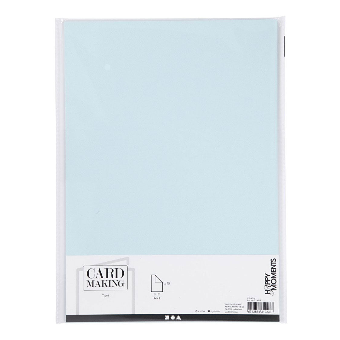 Creativ Company Karton, A4, Blatt 210 x 297 mm, 220 g, hellblau, 10 Stück, 1 Karton