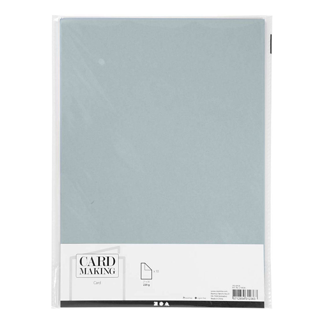 Creativ Company Karton, A4, Blatt 210 x 297 mm, 220 g, grau, 10 Stück, 1 Karton
