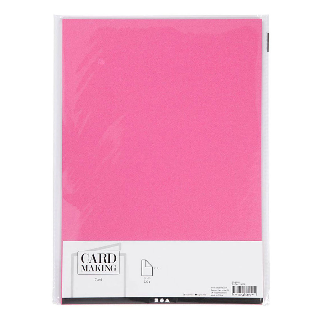 Creativ Company Karton, A4, Blatt 210 x 297 mm, 220 g, rosa, 10 Stück, 1 Karton