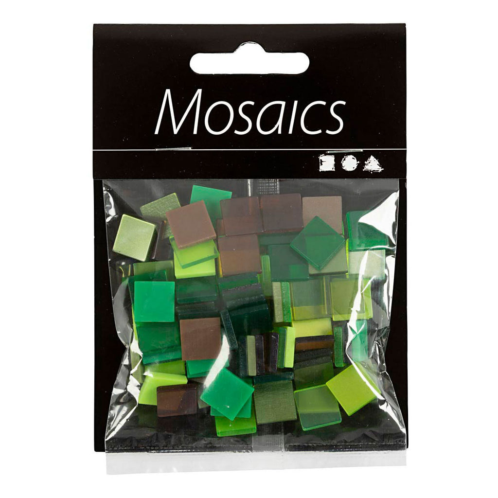 Creativ company mini mozaiek groen glitter 10x10mm, 25 gram