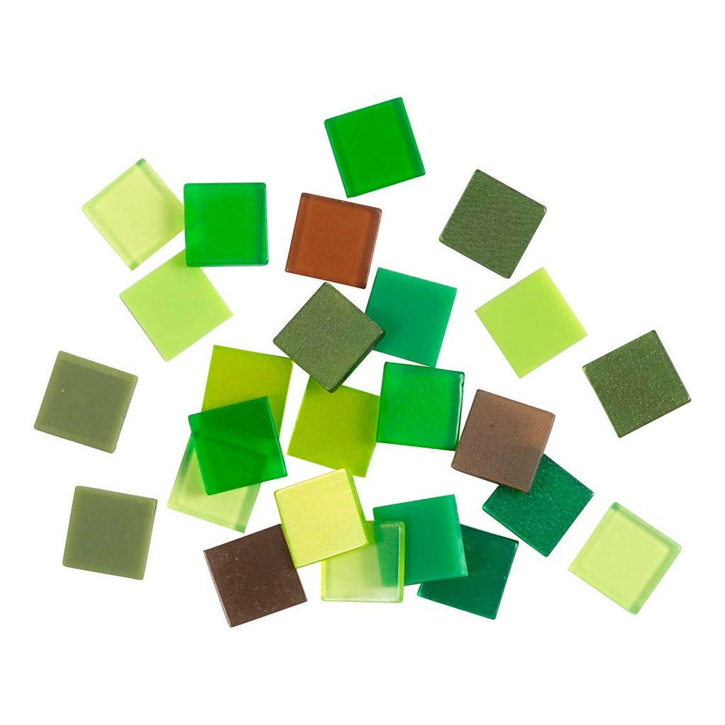 Creativ company mini mozaiek groen glitter 10x10mm, 25 gram