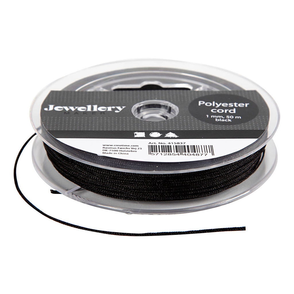 Creativ Company Polyesterkordel, schwarz, 50 m