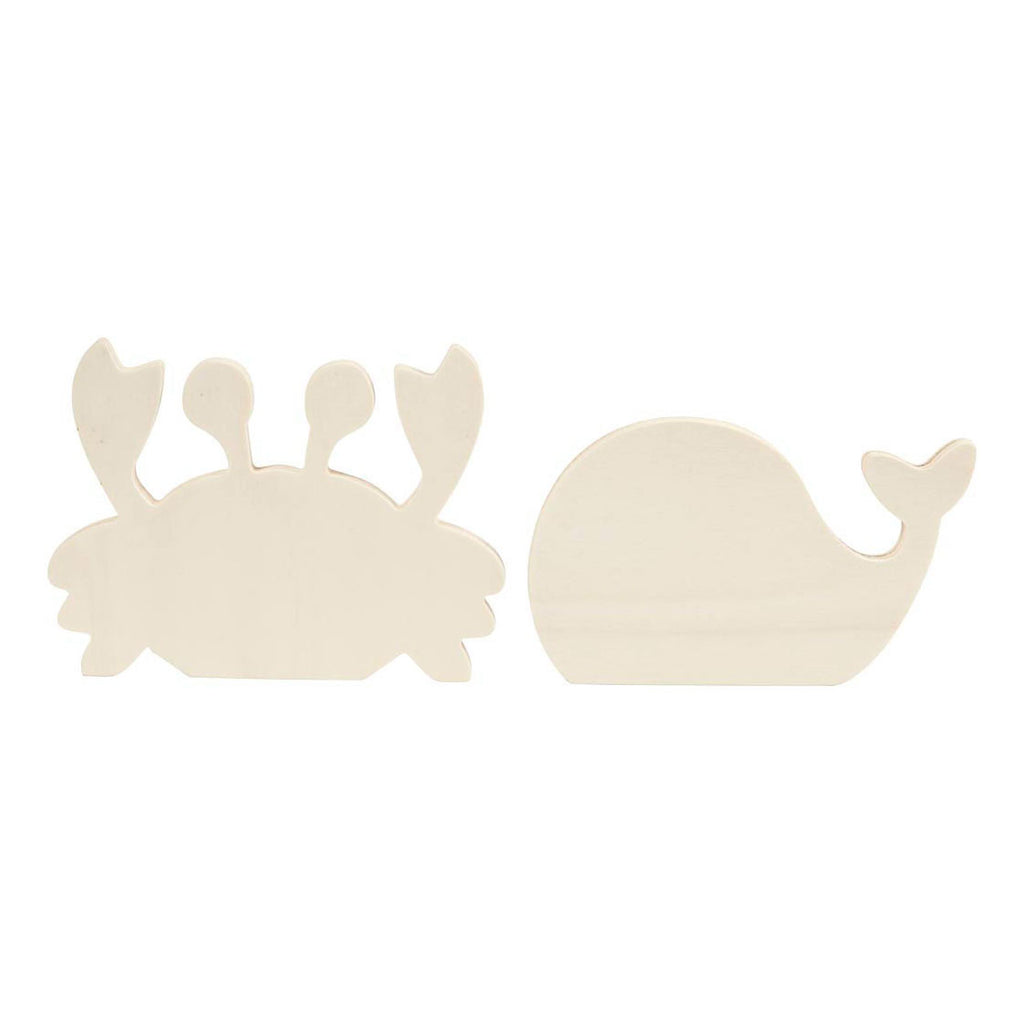 Creativ company houten zeedieren krab en walvis, 2st.