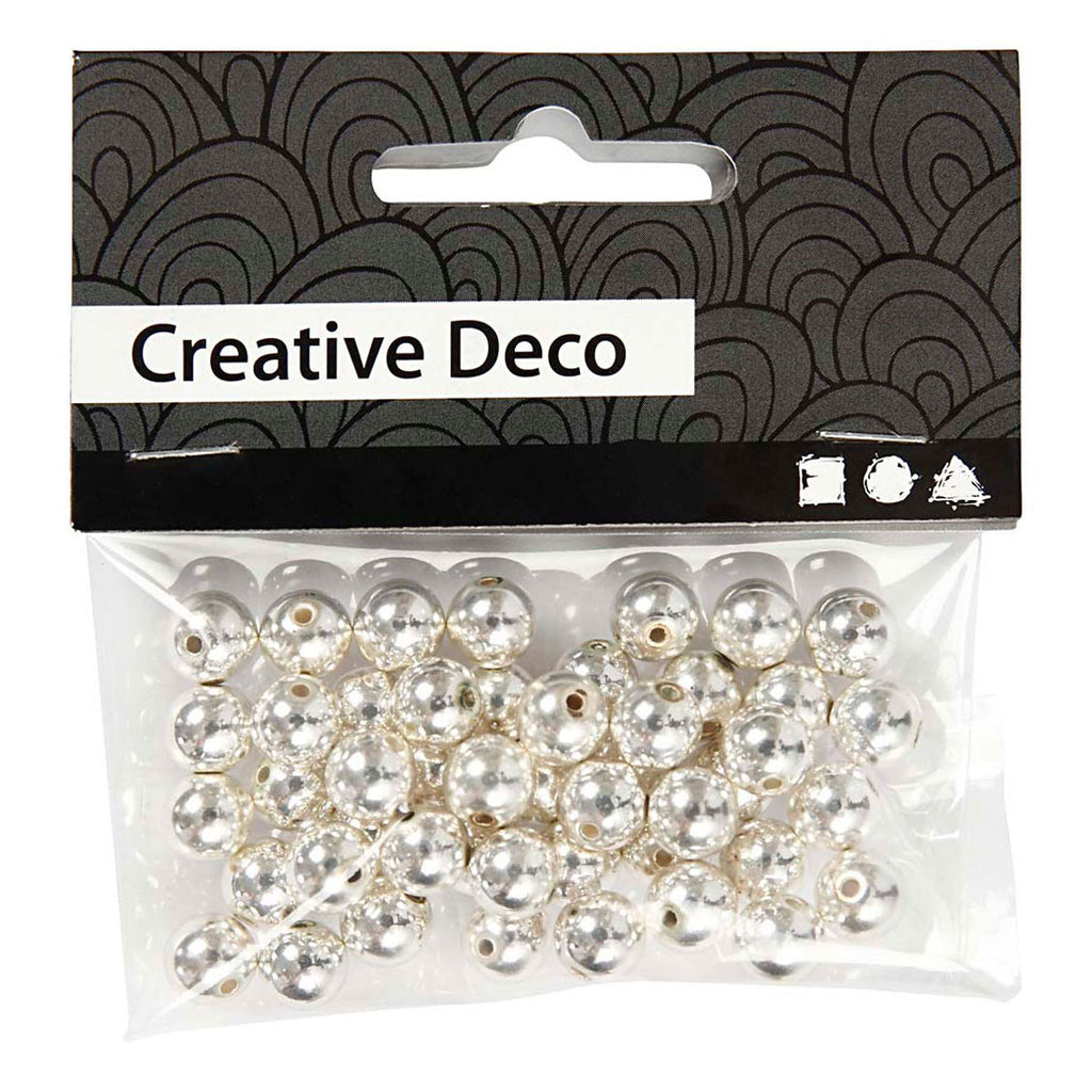 Creativ Company Perlen silber, 50 Stück.