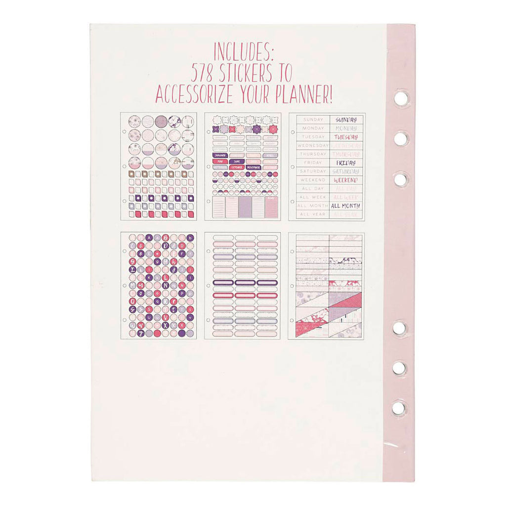 Creativ company stickerboek, bloemen, a5, goud, paars, roze, 1 stuk