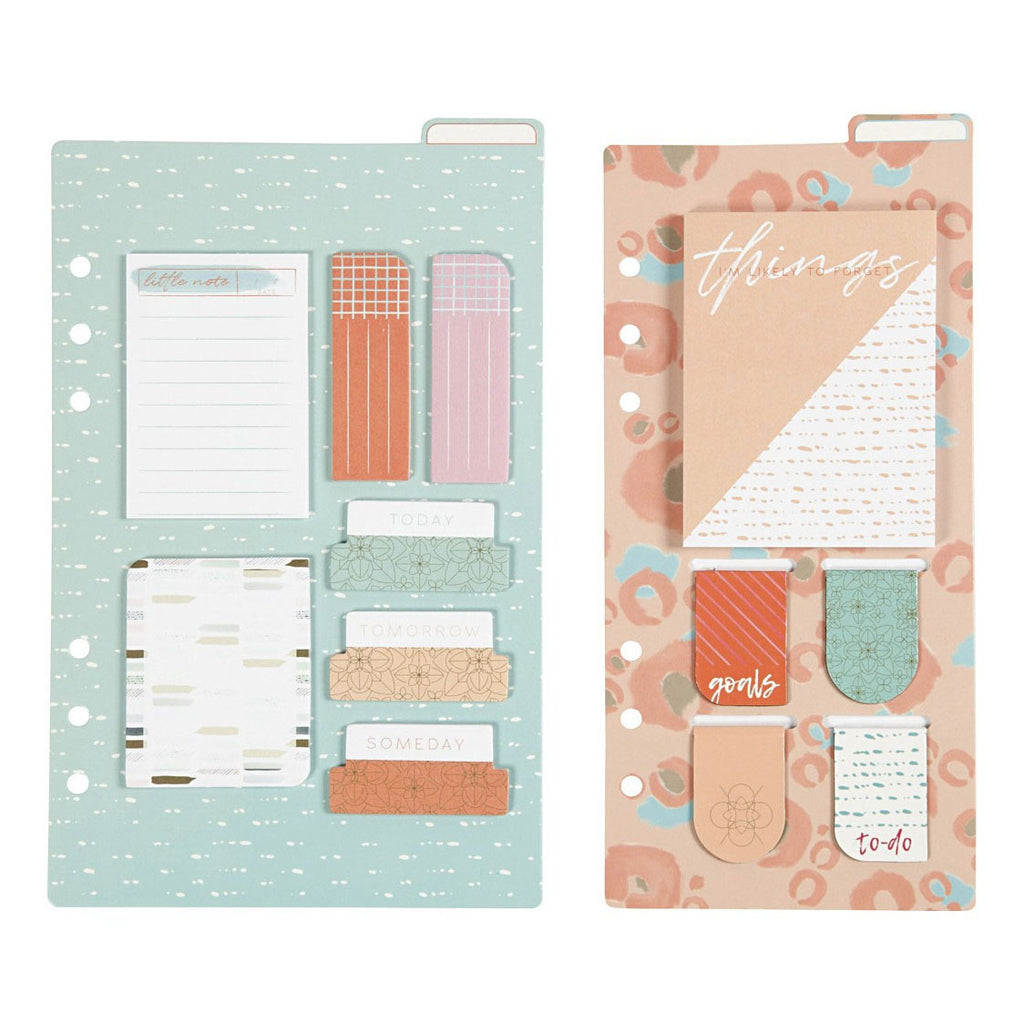 Post-it en boekenlegger set, afm 10,3x22 + 13,8x22 cm, goud, rood, koraal, 2 vel 1 doos