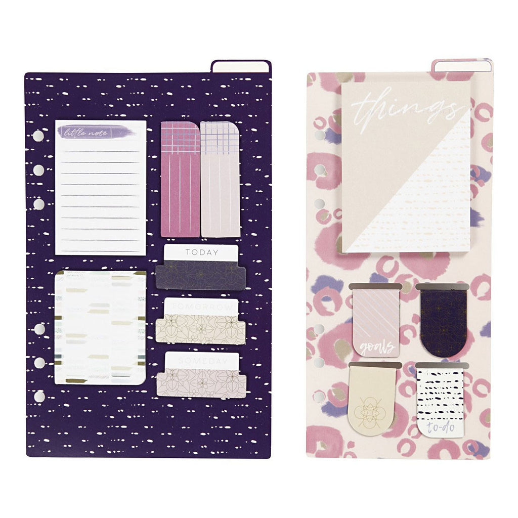 Post-it®- und Lesezeichen-Set von Creativ Company, Größe 10,3 x 22 cm + 13,8 x 22 cm, Gold, Lila, Rosa, 2 Bögen, 1 Schachtel
