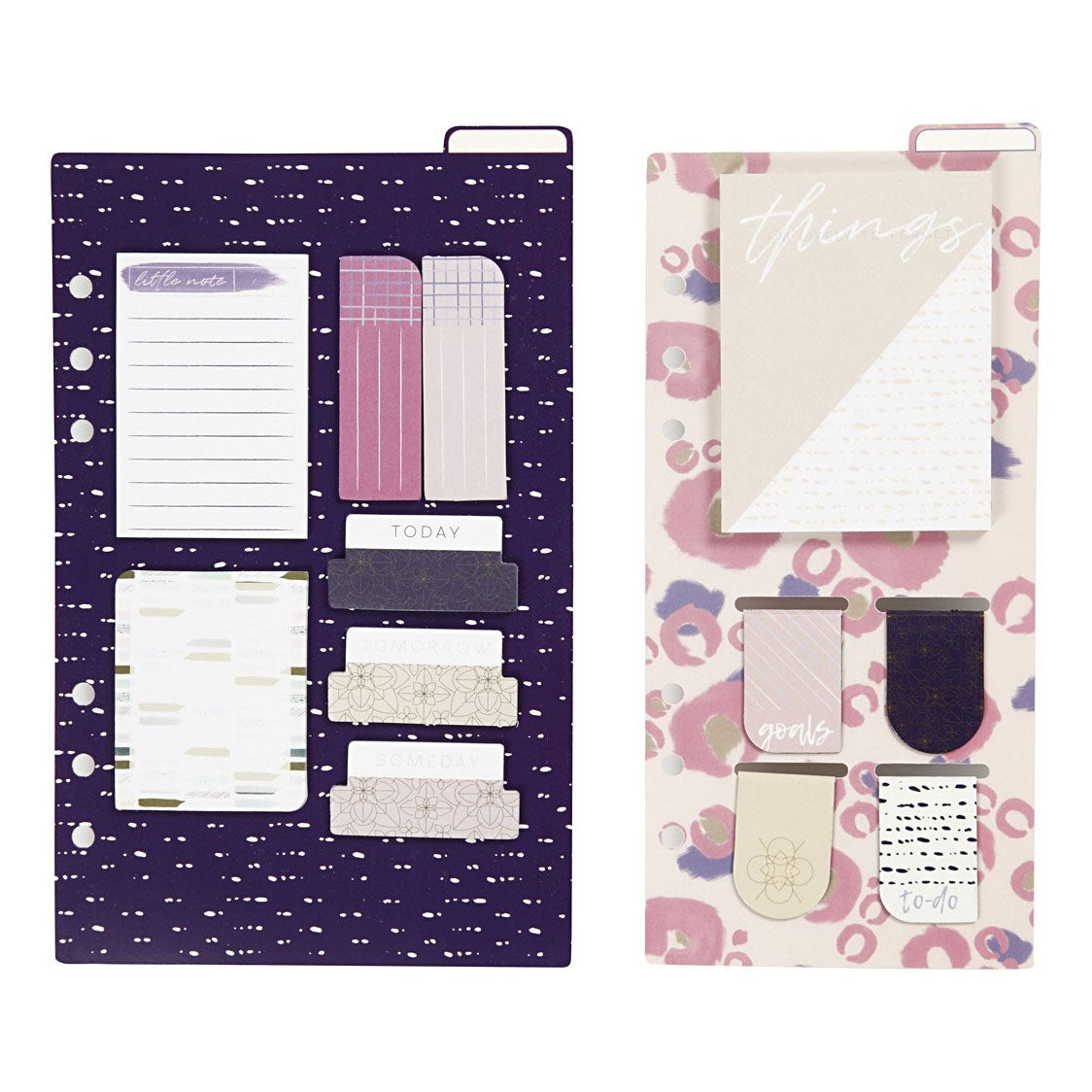 Post-it®- und Lesezeichen-Set von Creativ Company, Größe 10,3 x 22 cm + 13,8 x 22 cm, Gold, Lila, Rosa, 2 Bögen, 1 Schachtel