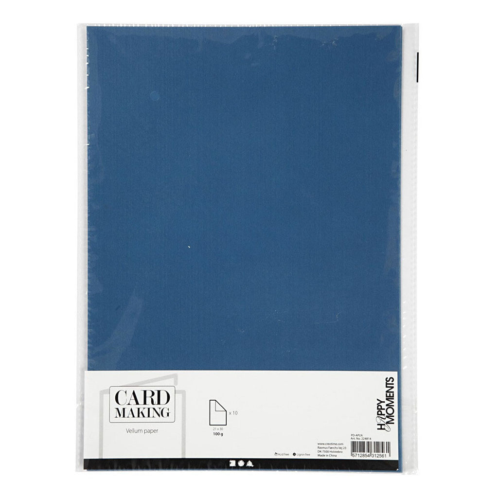 Creativ Company Transparentpapier, A4, Blattgröße 210 x 297 mm, 100 g/m², blau, 10 Blatt pro Packung