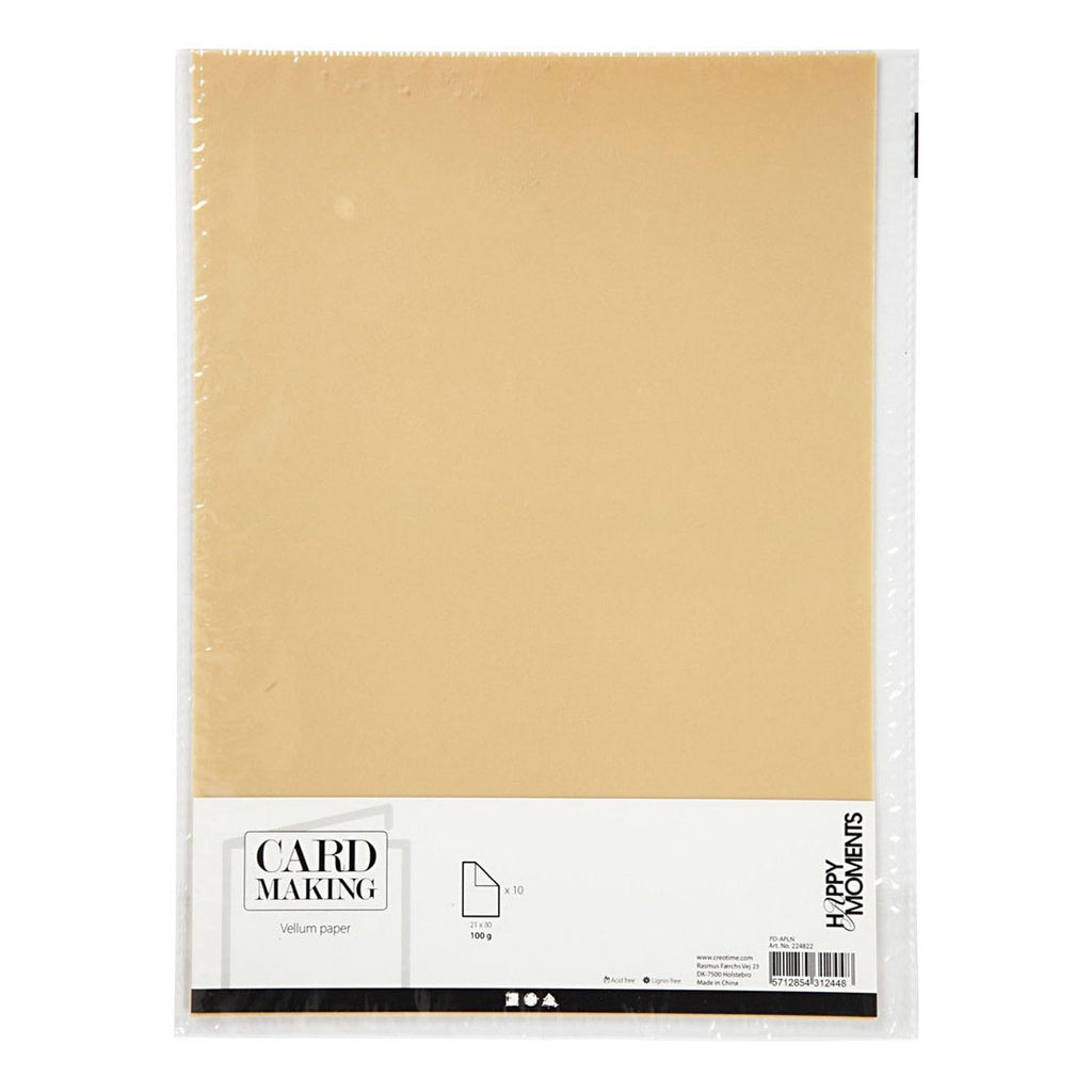 Creativ Company Vellumpapier, A4, Blattgröße 210 x 297 mm, 100 g/m², natur, 10 Blatt pro Packung
