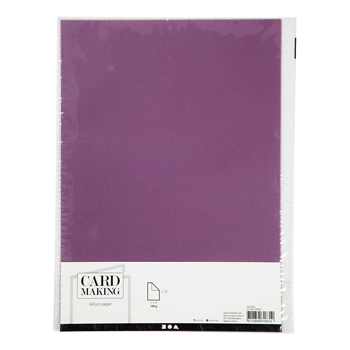 Creativ Company Transparentpapier, A4, Blattgröße 210 x 297 mm, 100 g/m², lila, 10 Blatt pro Packung