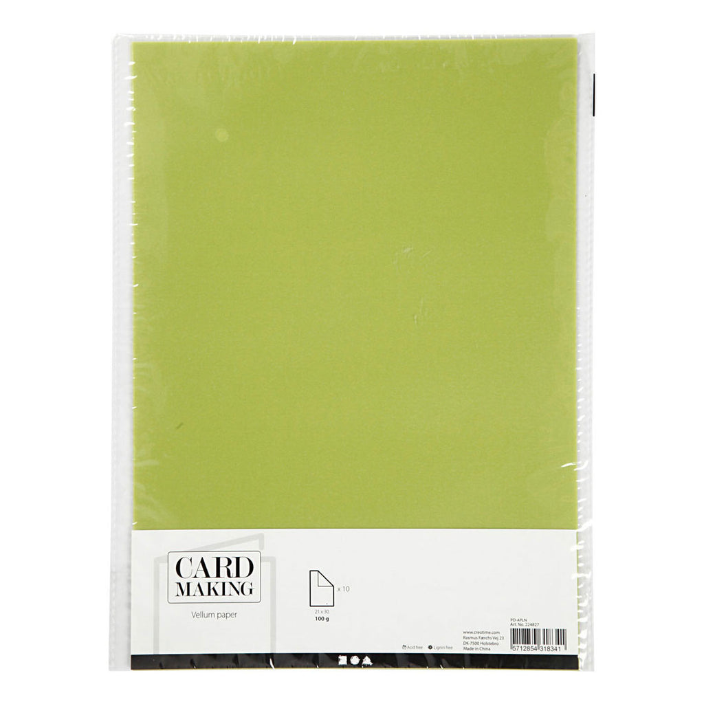 Creativ Company Transparentpapier, A4, Blattgröße 210 x 297 mm, 100 g/m², hellgrün, 10 Blatt pro Packung