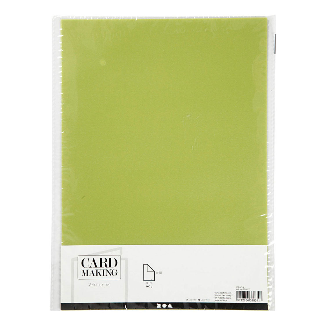 Creativ Company Transparentpapier, A4, Blattgröße 210 x 297 mm, 100 g/m², hellgrün, 10 Blatt pro Packung