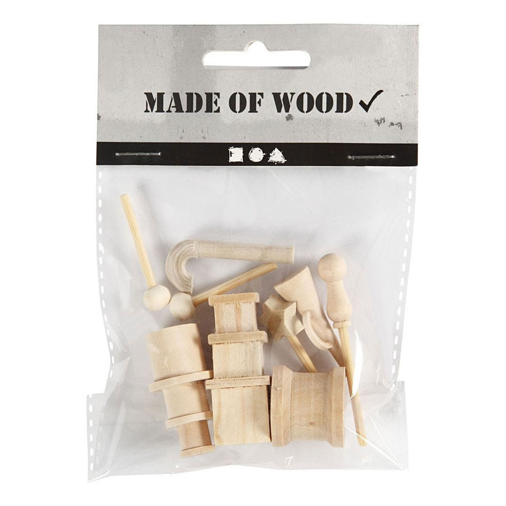 Creativ Company Kleine Holzaccessoires für Dekorationszwecke, 13-teiliges Set.
