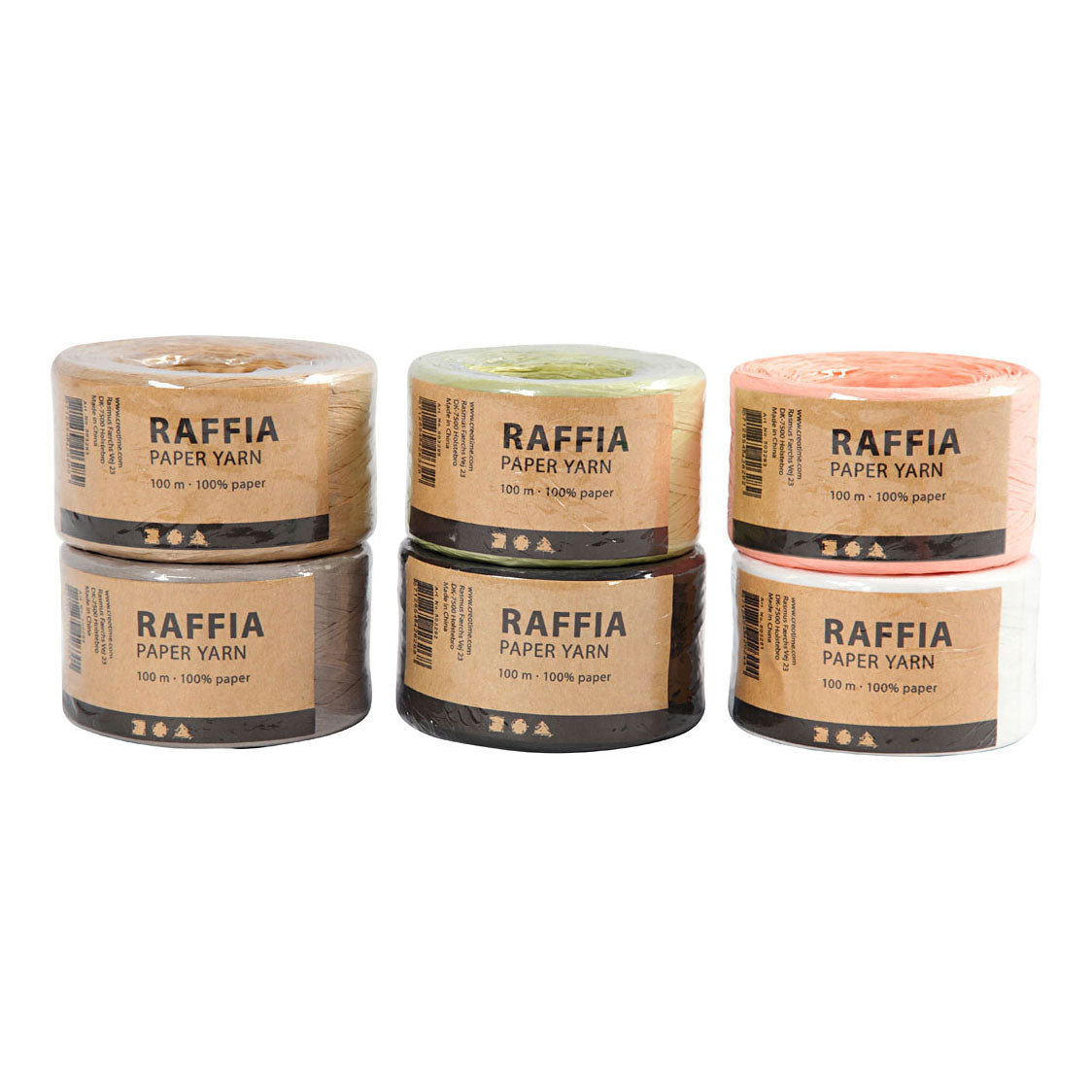 Creativ Company Papier Raffia Garn verschiedene Farben, 6x100m