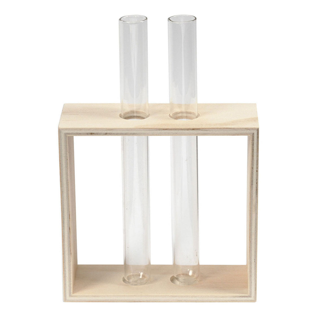 Creativ Company Holzgestell mit Reagenzgläsern, 3 Stück.