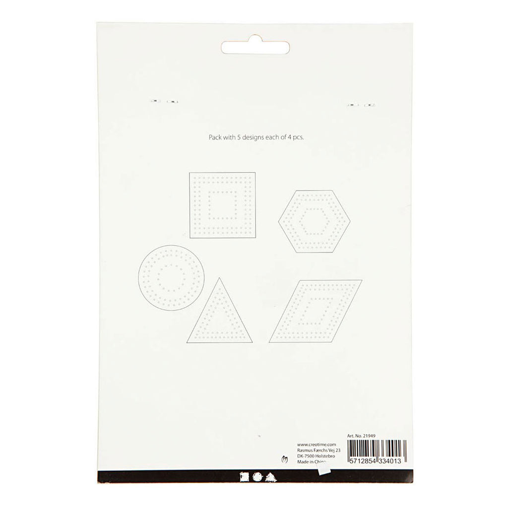 Creativ Company Kreuzstichkarton, geometrisch, Größe 10-17 cm, weiß, 20 Stück, 1 Schachtel
