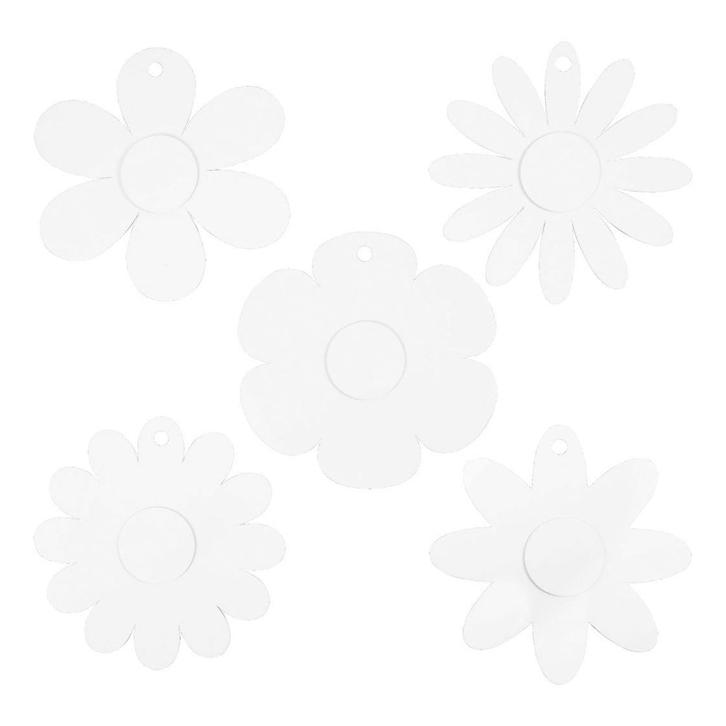 Creotime knutselset flowers 20 cm karton wit 15 stuks