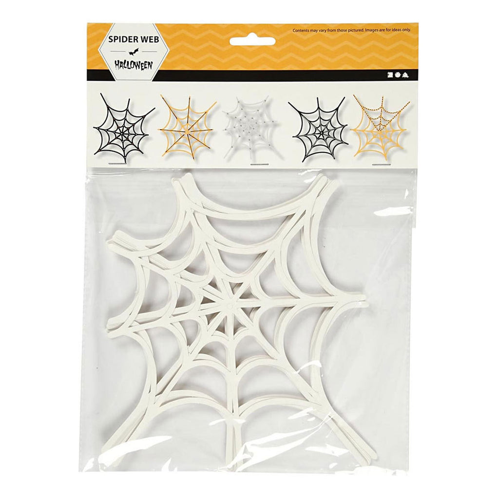 Spinnennetz-Deko von Creativ Company, Größe 19 x 21 cm, 230 g, weiß, 16 Stück pro Packung