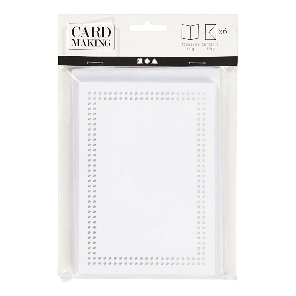 Creativ company kaarten om te borduren, afmeting kaart 10,5x15 cm, afmeting envelop 11,5x16,5 cm, wit, 6 set 1 doos