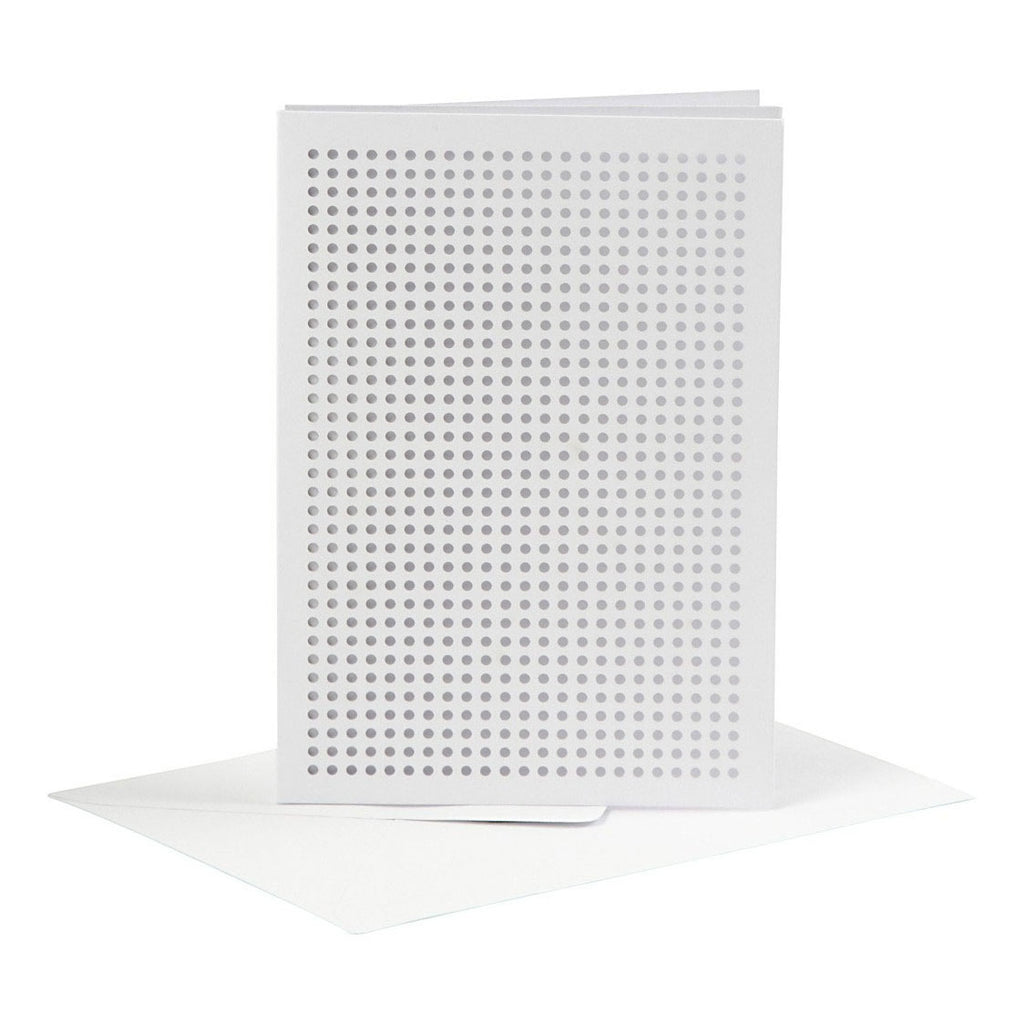 Creativ company kaarten om te borduren, afmeting kaart 10,5x15 cm, afmeting envelop 11,5x16,5 cm, wit, 6 set 1 doos