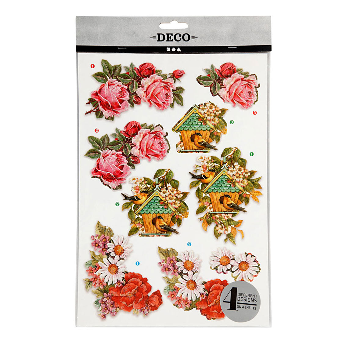 Creativ company 3d vellen bloemen en vogels, 4 vellen