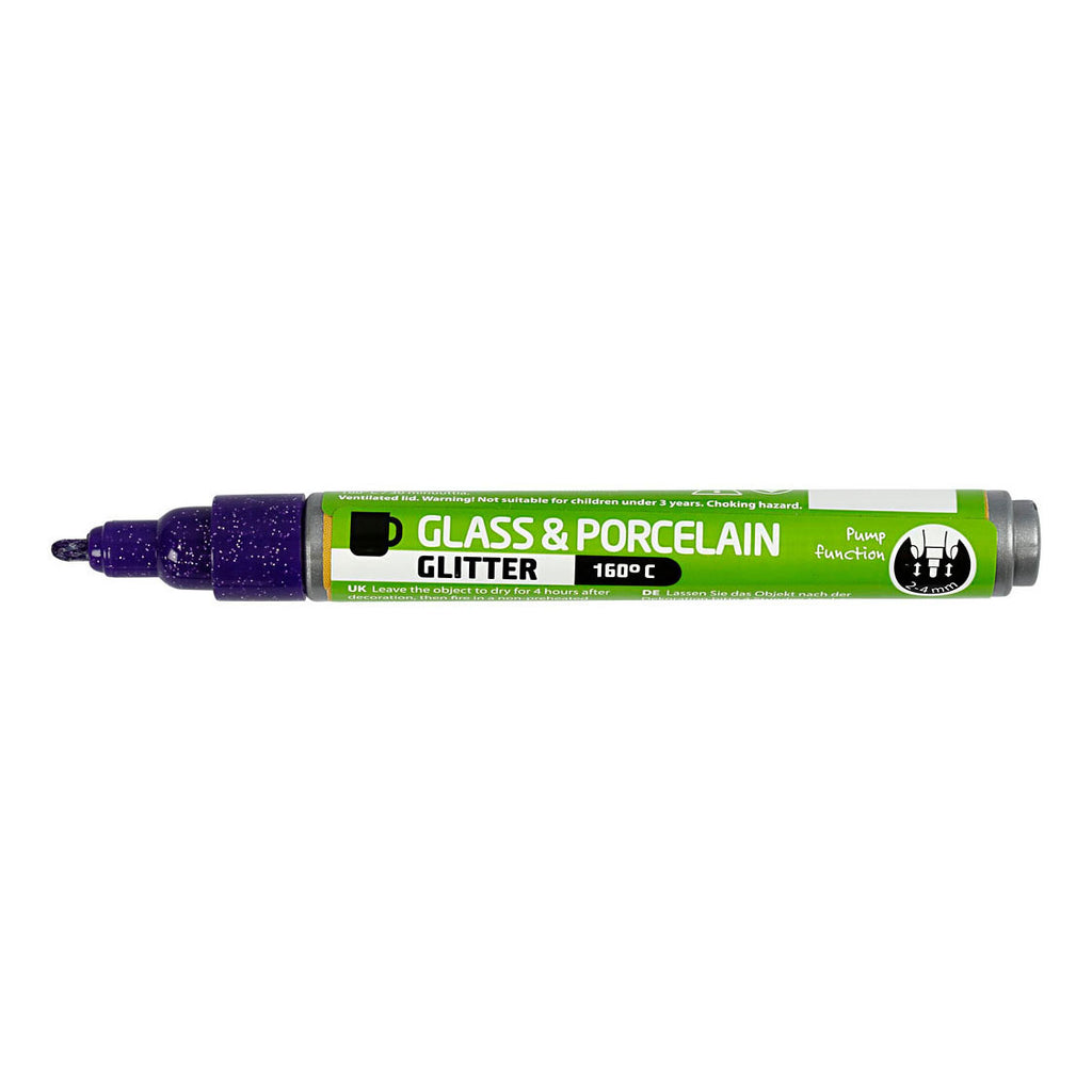 Creativ company glas- en porseleinstift glitter semi-dekkend - violet