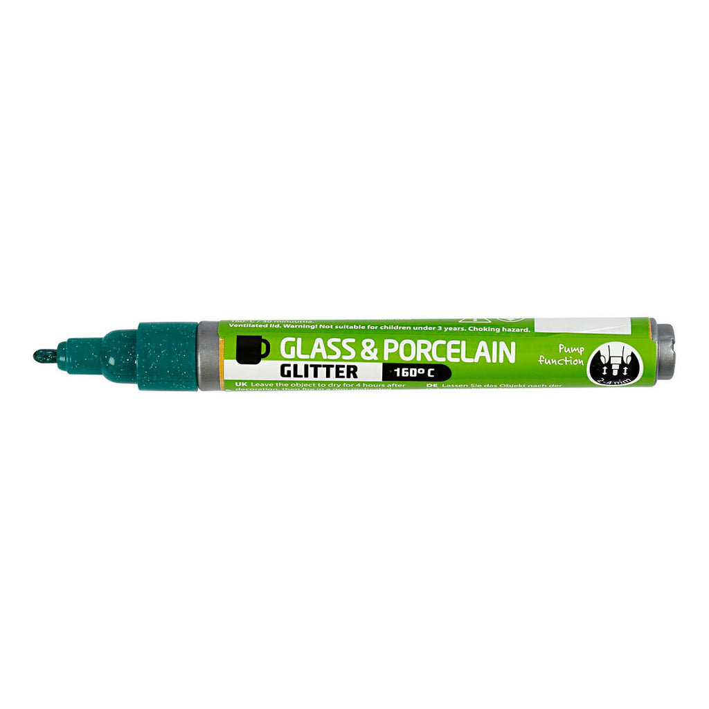 Creativ Company Glas- und Porzellanmarker, Glitzer, halbtransparent – ​​Dunkelgrün